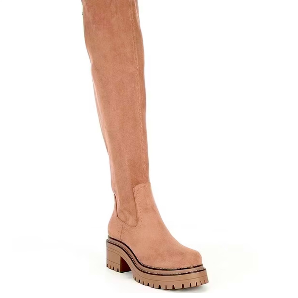 Size 9 Gianni bini over knee wide calf boot with  lug heel